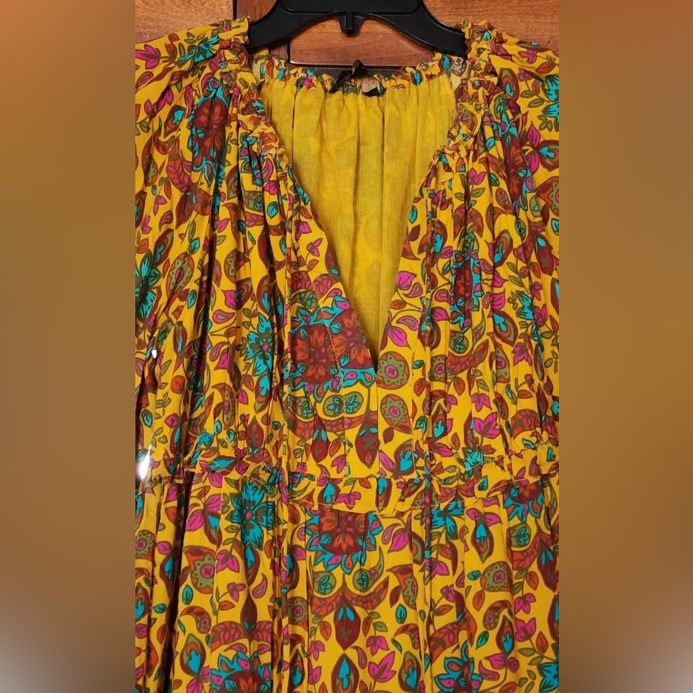 House of Harlow Mustard tiered long sleeve maxi dress - size S oversized - Picture 4 of 8